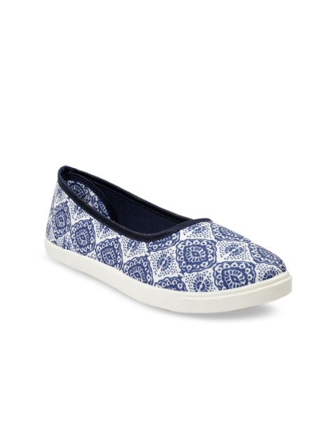 

meriggiare Women White Printed Canvas Ballerinas