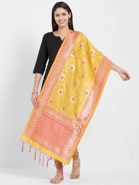 

Faserz Yellow Woven Design Dupatta
