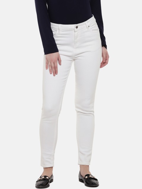 

Globus Women White Skinny Fit High-Rise Clean Look Stretchable Jeans