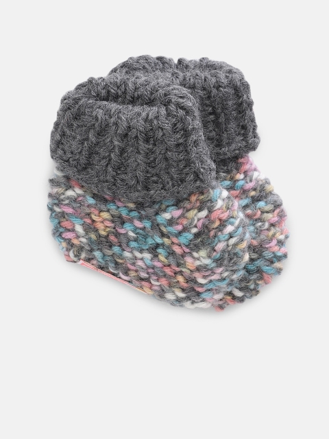 

Magic Needles Kids Multicoloured Handmade Knit Crochet Woolen Booties, Multi