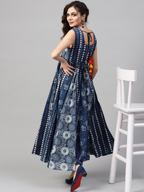 

AKS Women Blue Printed Maxi Dress