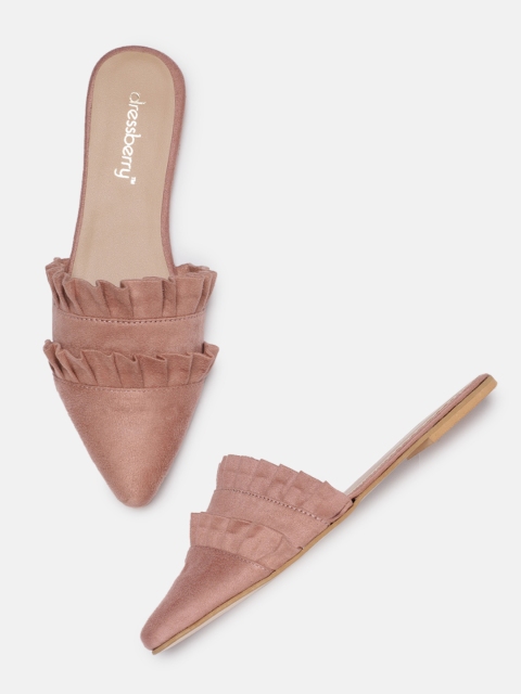 

DressBerry Women Peach-Coloured Solid Mules