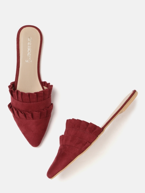 

DressBerry Women Maroon Pleated Mules