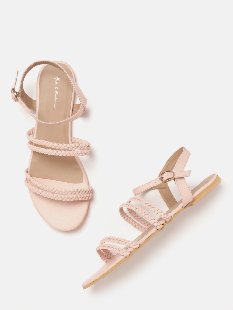 

Mast & Harbour Women Pink Braided Open Toe Flats