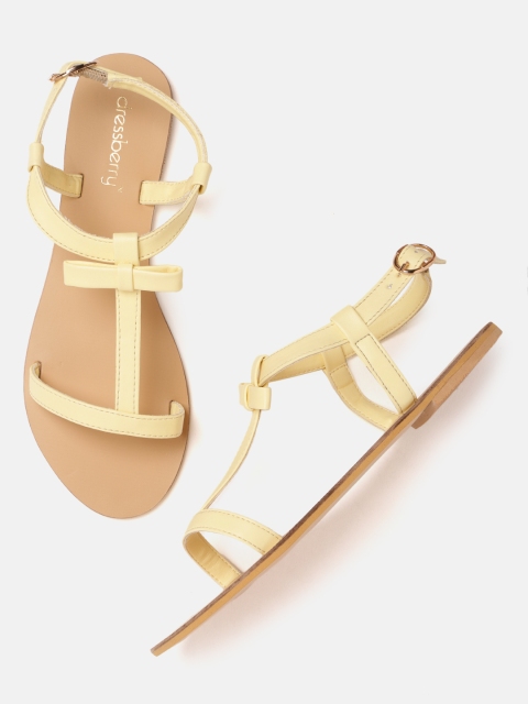 

DressBerry Women Yellow Solid Open Toe Flats