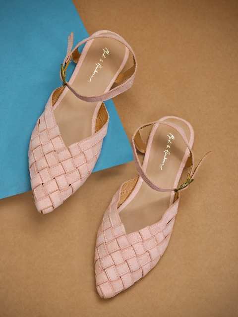 

Mast & Harbour Women Peach-Coloured Basketweave Flats