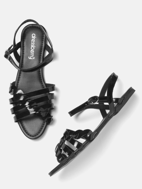

DressBerry Women Black Solid Open Toe Flats