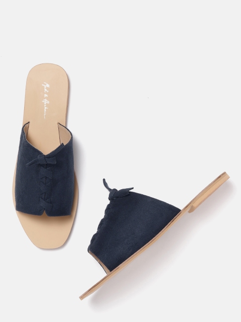 

Mast & Harbour Women Navy Blue Solid Open Toe Flats