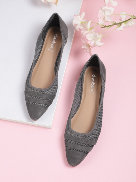 

DressBerry Women Charcoal Grey Woven Design Ballerinas