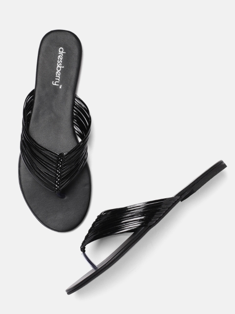 

DressBerry Women Black Solid Open Toe Flats