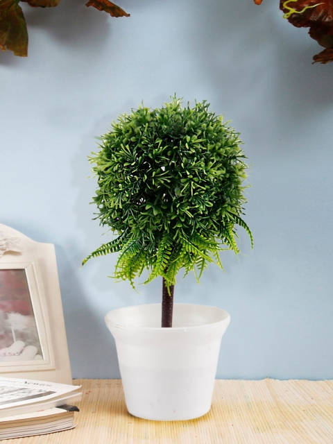 

SWHF Green & White Artificial Flowering Plant with Pot