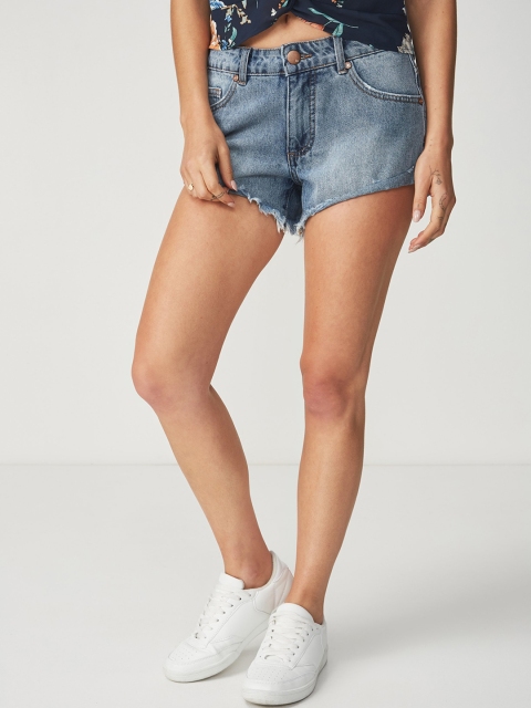 

COTTON ON Women Blue Washed Regular Fit Hot Pants