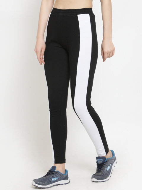 

Boston Club Women Black & White Colourblocked Slim-Fit Trackpants