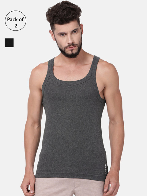 

Levis Men Pack Of 2 Solid Pure Cotton Innerwear Vests VT-100CA-2PK-STYLE-015-419, Charcoal