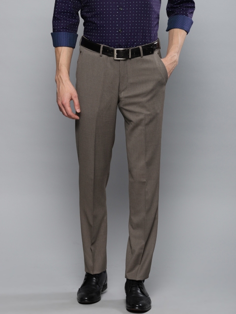 

Louis Philippe Men Brown Regular Fit Self Design Permapress finest wrinkle free Formal Trousers