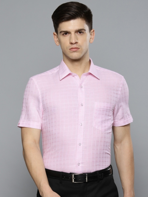 

Louis Philippe Men Pink Super Slim Fit Checked Formal Shirt