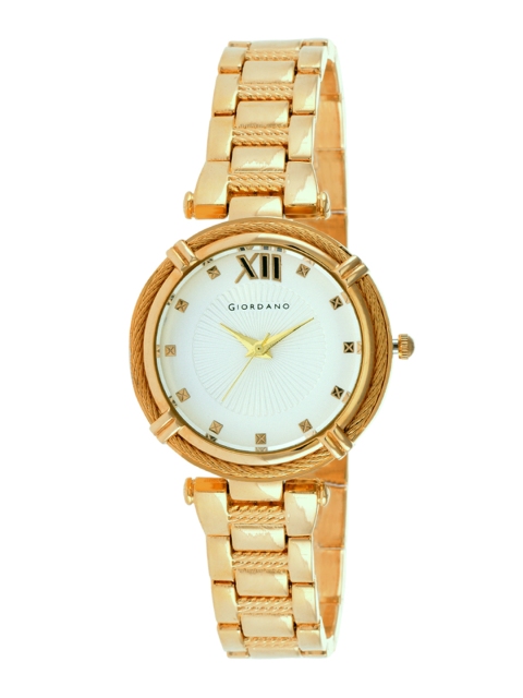 

GIORDANO Women White Analogue Watch C2122-22, Gold