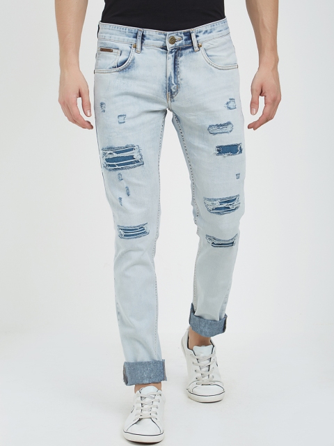 

BOLTS and BARRELS Men Blue Slim Fit Low-Rise Highly Distressed Stretchable Jeans