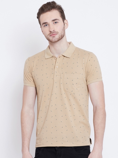 

Camey Men Beige Printed Polo Collar T-shirt