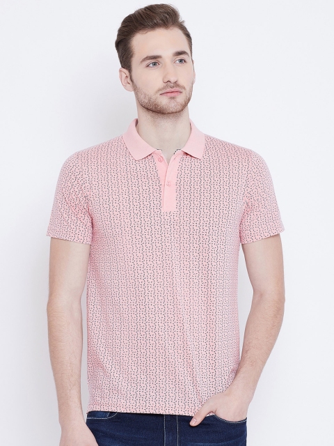 

Camey Men Peach-Coloured Printed Polo Collar T-shirt