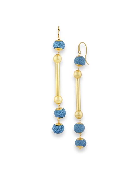 

shaze Blue & Gold-Toned Contemporary Gold-Plated Drop Earrings