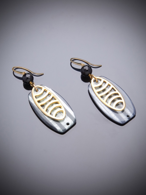 

shaze Grey Gold Plated Contemporary Drop Earrings