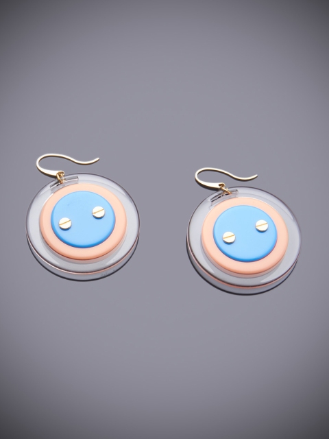 

shaze Blue Gold -Plated Circular Drop Earrings