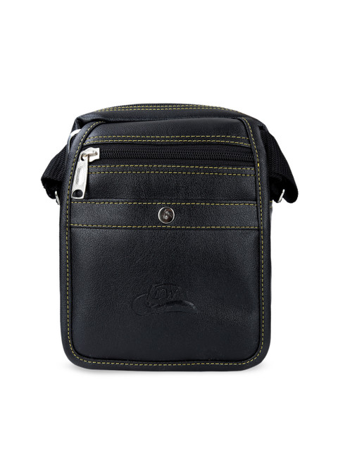 

Leather World Unisex Black Solid Sling Bag