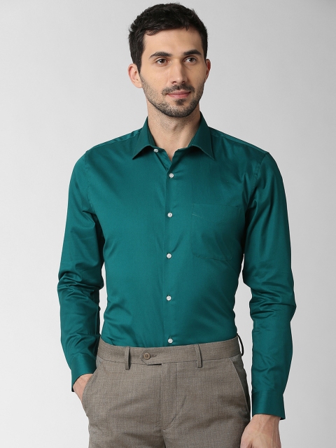 

Peter England Elite Men Green Slim Fit Solid Formal Shirt