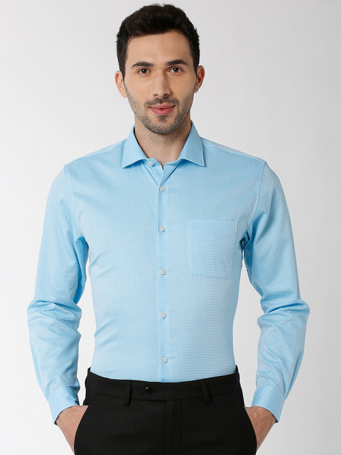 

Peter England Elite Men Blue Regular Fit Printed Formal Shirt