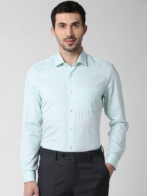 

Peter England Elite Men Green Slim Fit Checked Formal Shirt