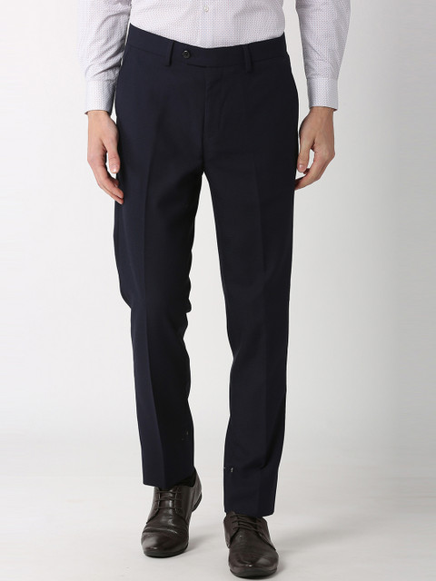 

Peter England Elite Men Blue Slim Fit Solid Formal Trousers