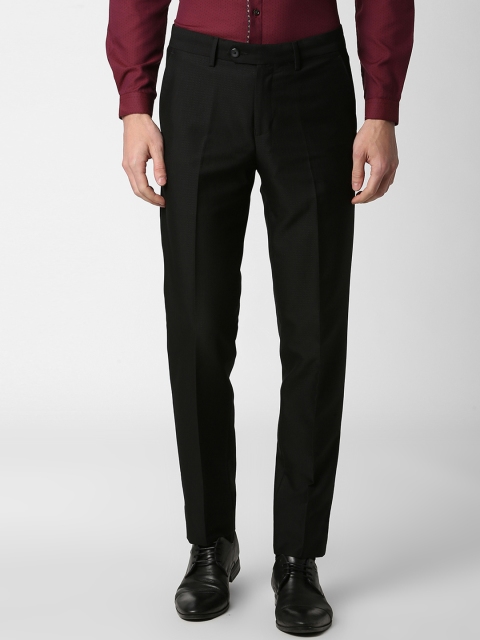 

Peter England Elite Men Black Slim Fit Self Design Formal Trousers