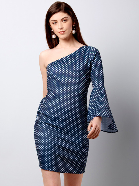 

FabAlley Women Blue Printed Sheath Dress