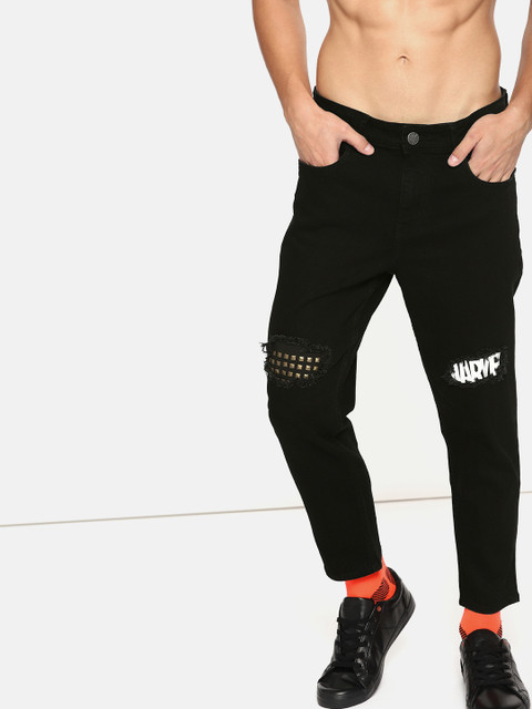 

Kook N Keech Men Black Regular Anti Fit Mid-Rise Slash Knee Stretchable Jeans