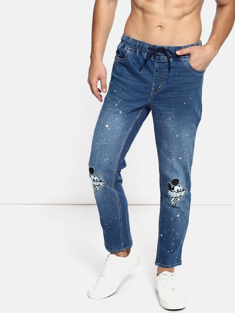 

Kook N Keech Men Blue Slim Fit Jogger Mid-Rise Clean Look Printed Stretchable Jeans
