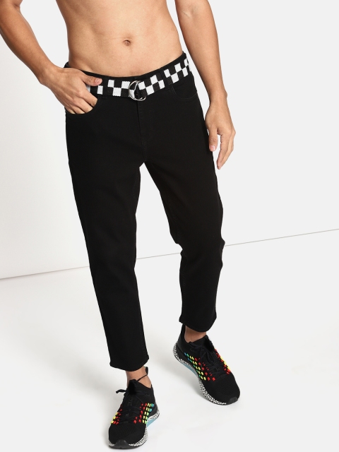 

Kook N Keech Men Black Slim Fit Mid-Rise Clean Look Stretchable Cropped Jeans