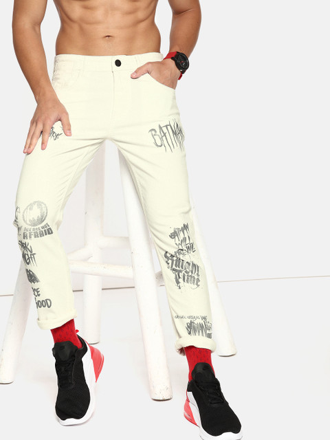 

Kook N Keech Men White Skinny Fit Mid-Rise Clean Look Stretchable Cropped Jeans