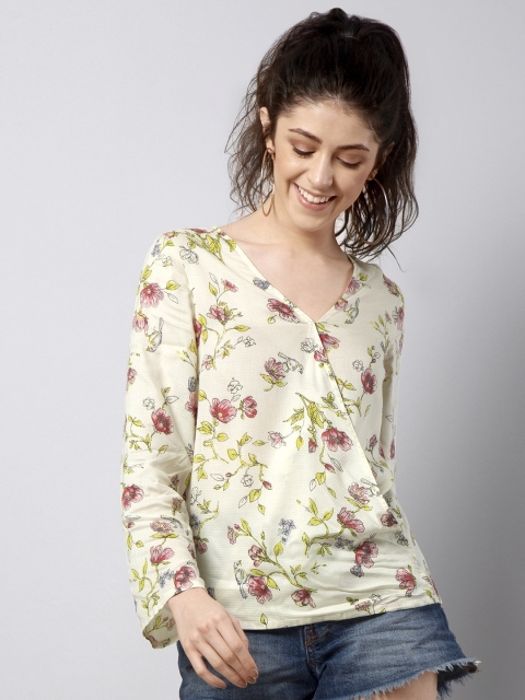 

FabAlley Women White Printed Top