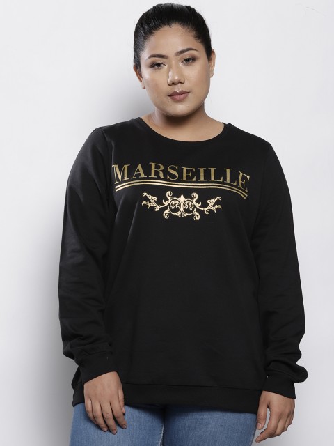 

DOROTHY PERKINS Women Black & Golden Printed Sweatshirt
