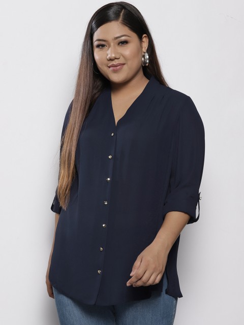 

DOROTHY PERKINS Women Navy Blue Regular Fit Solid Casual Shirt
