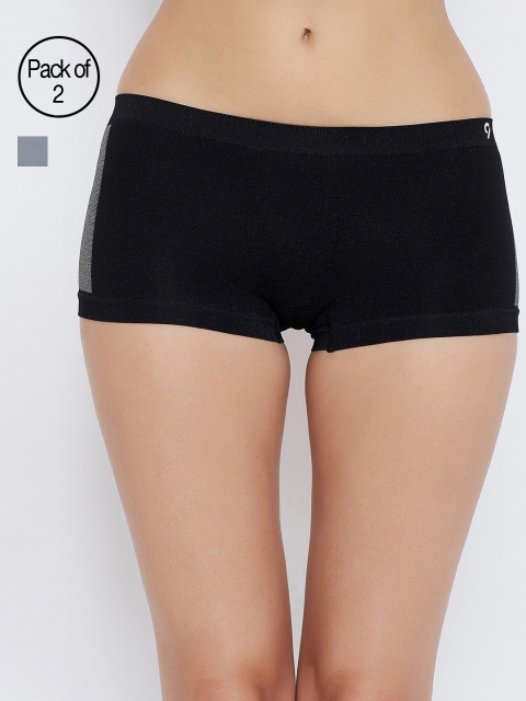 

C9 Women Pack of 2 Solid Boy Shorts P1403, Black
