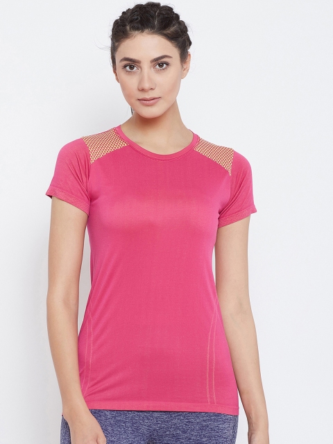 

C9 AIRWEAR Women Pink Striped Round Neck T-shirt