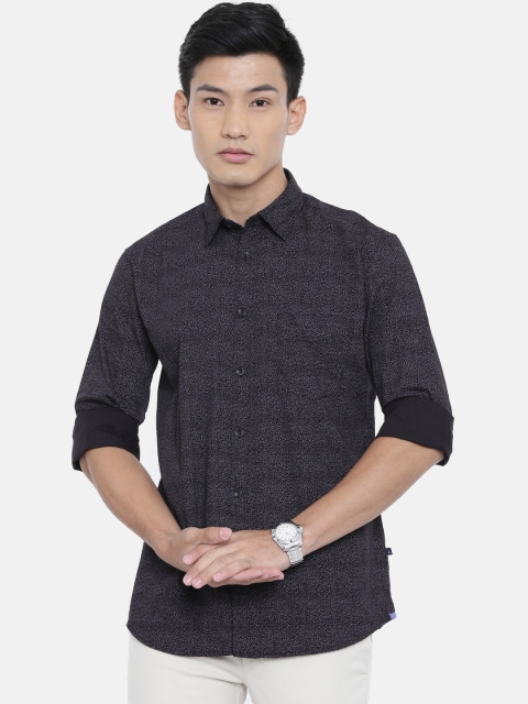 

Parx Men Black & Grey Slim Fit Printed Casual Shirt