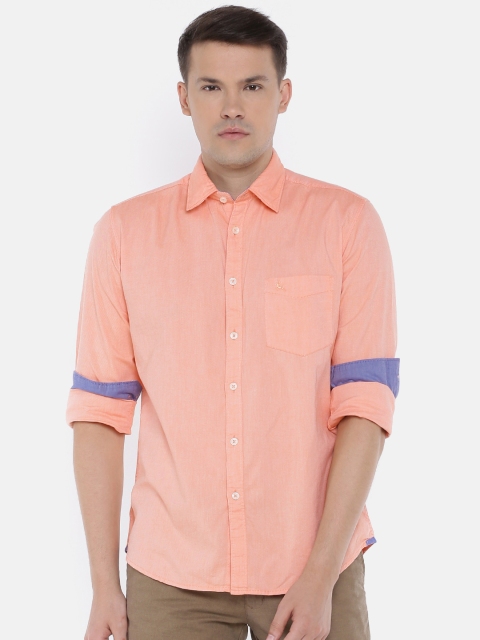 

Parx Men Peach-Coloured Slim Fit Solid Casual Shirt