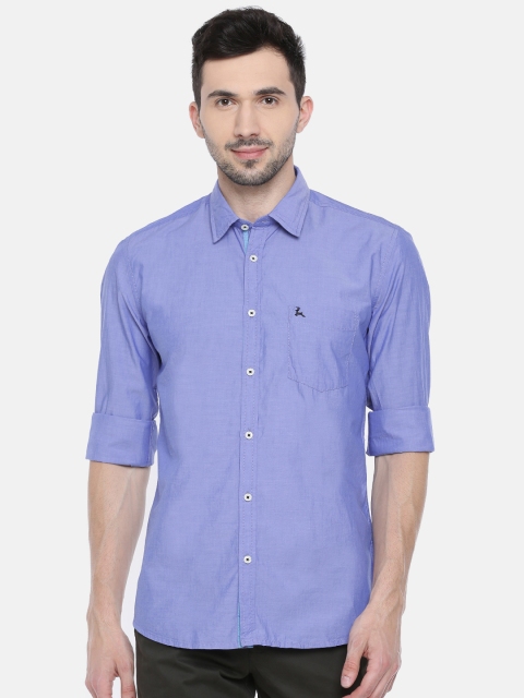 

Parx Men Blue Slim Fit Solid Casual Shirt