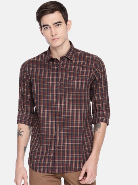 

ColorPlus Men Maroon & Mustard Yellow Contemporary Fit Checked Casual Shirt