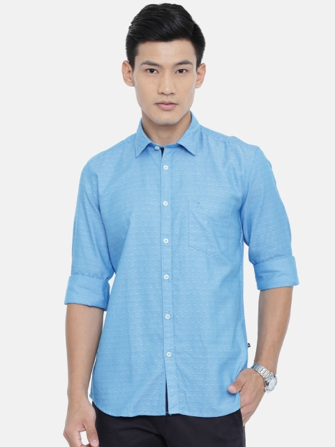 

Parx Men Blue Slim Fit Self Design Casual Shirt