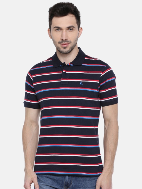 

Parx Men Navy Blue & Red Striped Polo Collar T-shirt