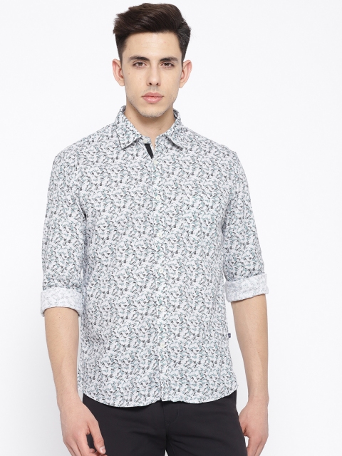 

Parx Men Grey & Green Slim Fit Printed Casual Shirt